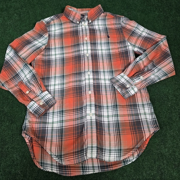 Ralph Lauren | Youth Boys Classic Fit 100% Cotton Plaid Button Down Shirt - Picture 9 of 16